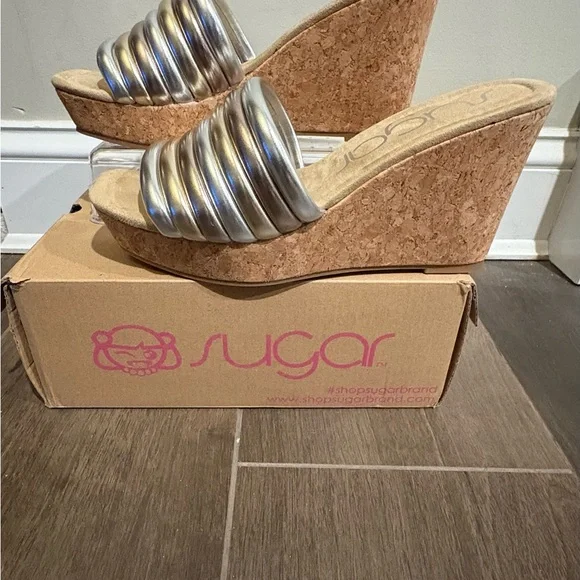 Sugar Metallic Wedge Sandals - Picture 2 of 6